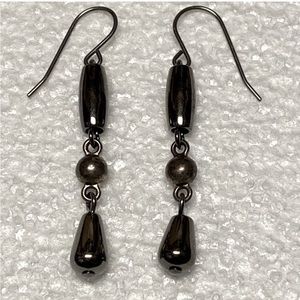 Handmade Hematite calming chakra Stone black Drop Earrings